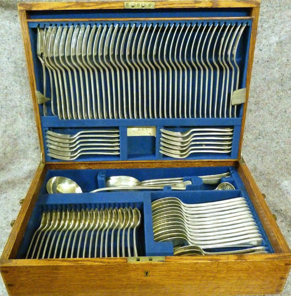 A HUGE CANTEEN OF SILVER CUTLERY
