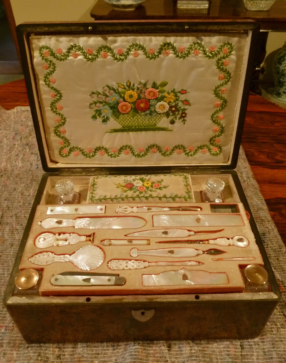 SUPERB FRENCH SEWING and WRITING BOX
