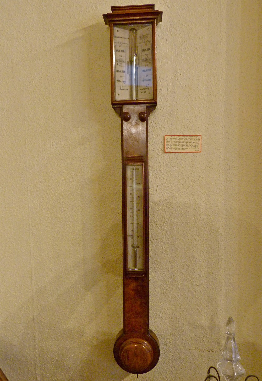 A GOOD LONDON WALNUT STICK BAROMETER