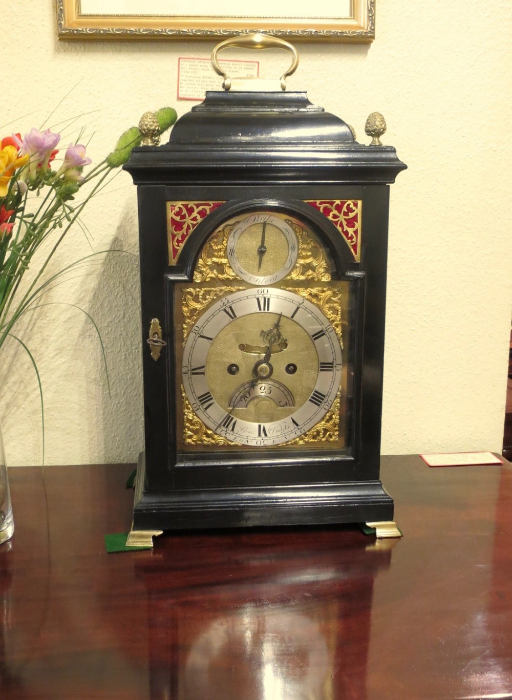 ENGLISH EBONISED VERGE BRACKET CLOCK