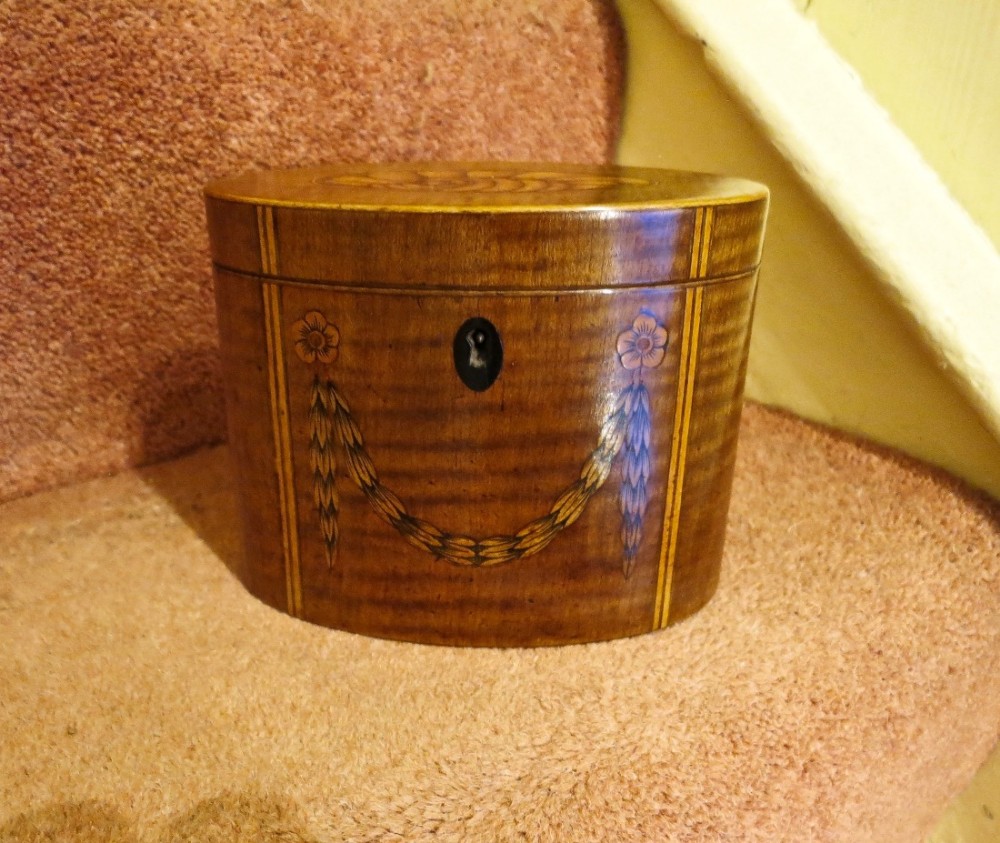 GOOD LATE 18TH CENTURY OVAL TEA CADDY