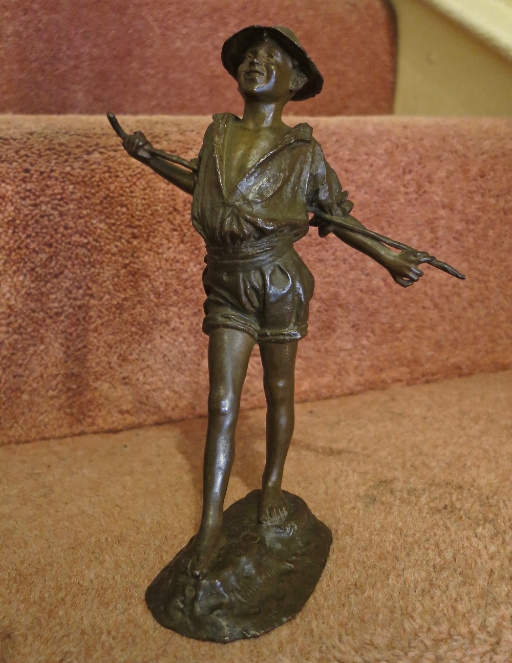 CHARMING BRONZE OF A HAPPY YOUNG LAD