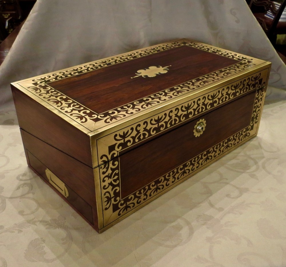 REGENCY BRASS-INLAID WRITING BOX