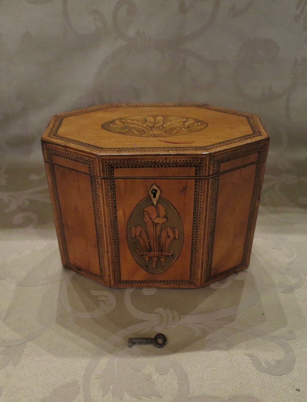 Sheraton inlaid satinwood tea caddy