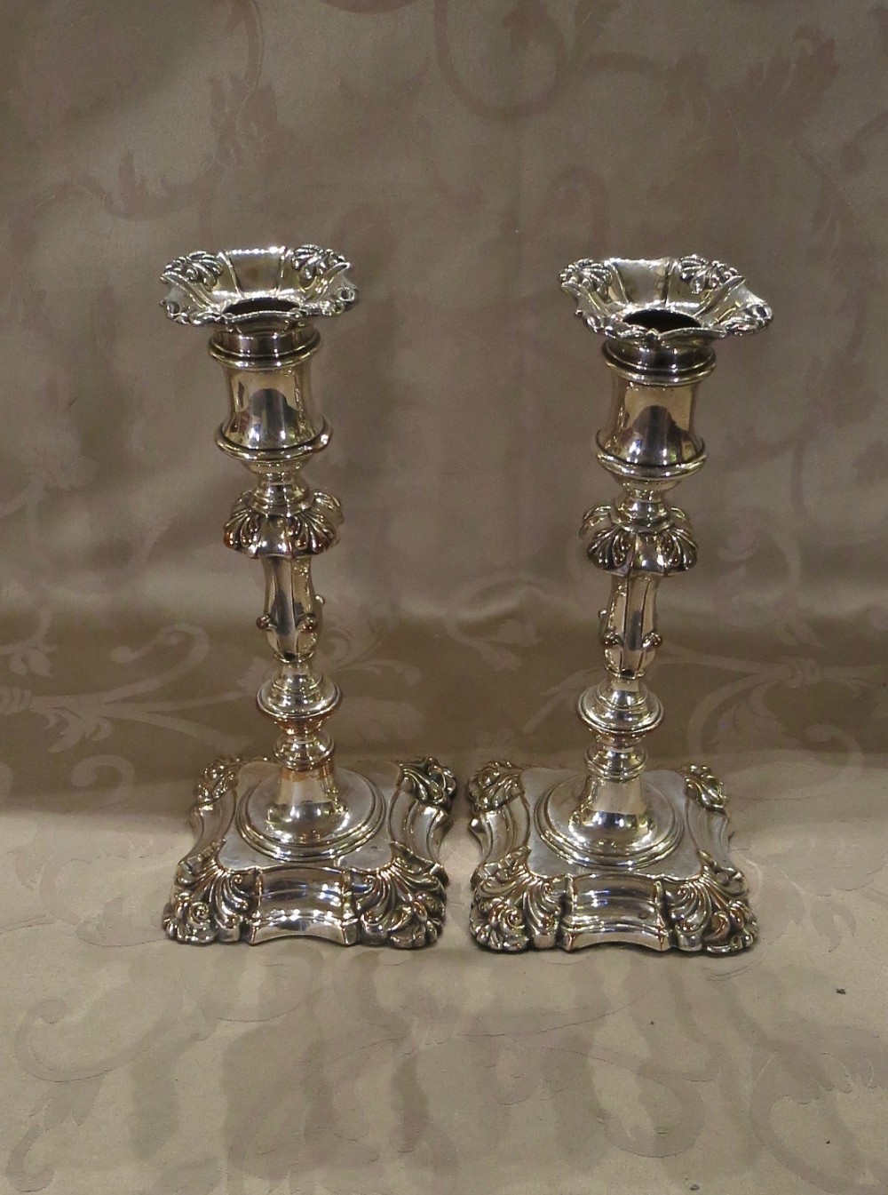 GOOD PAIR OF OLD SHEFFIELD PLATE CANDLESTICKS