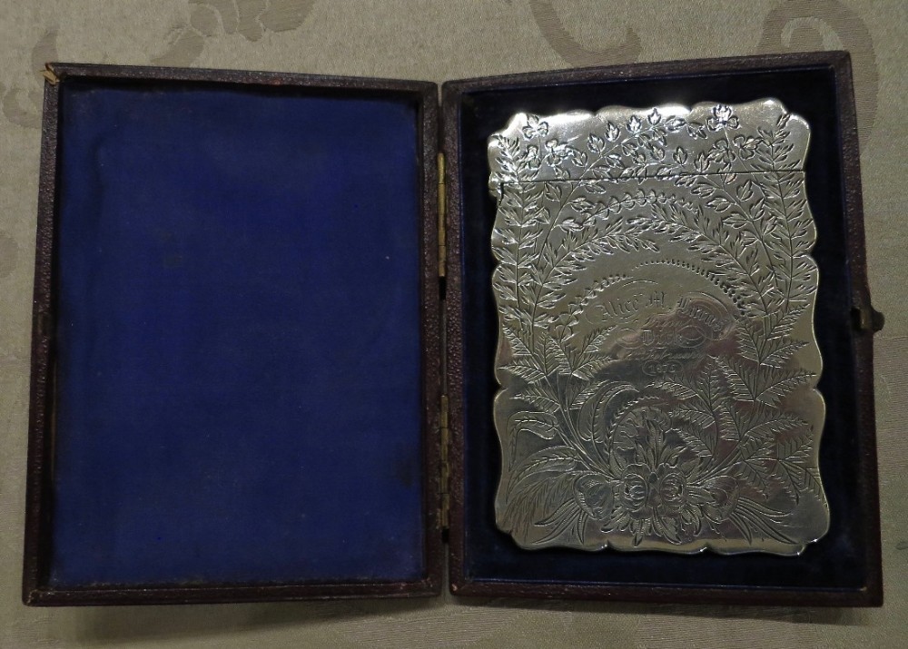 A GOOD ENGRAVED SILVER CARD CASE