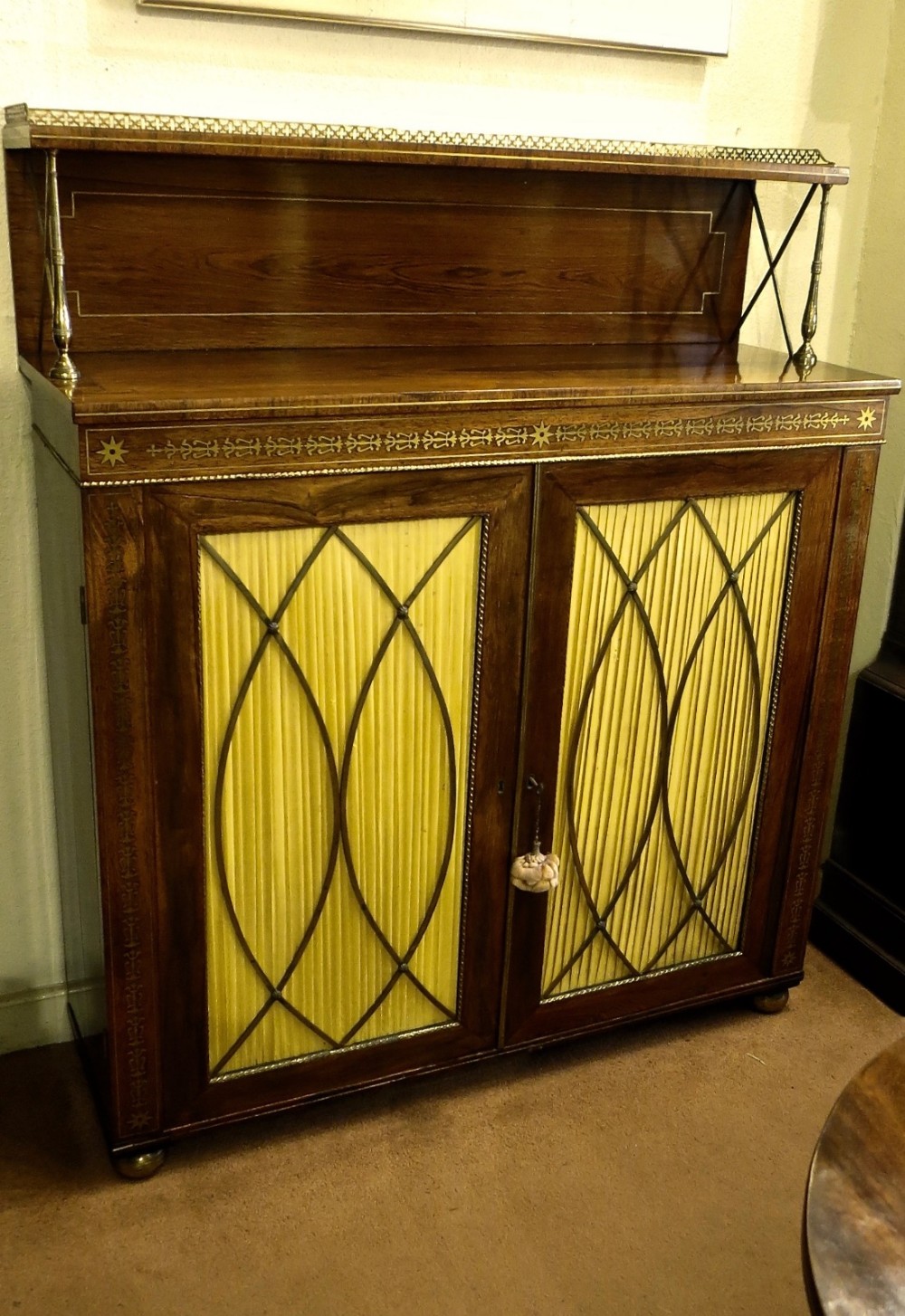 REGENCY BRASS-INLAID ROSEWOOD CHIFFONIER
