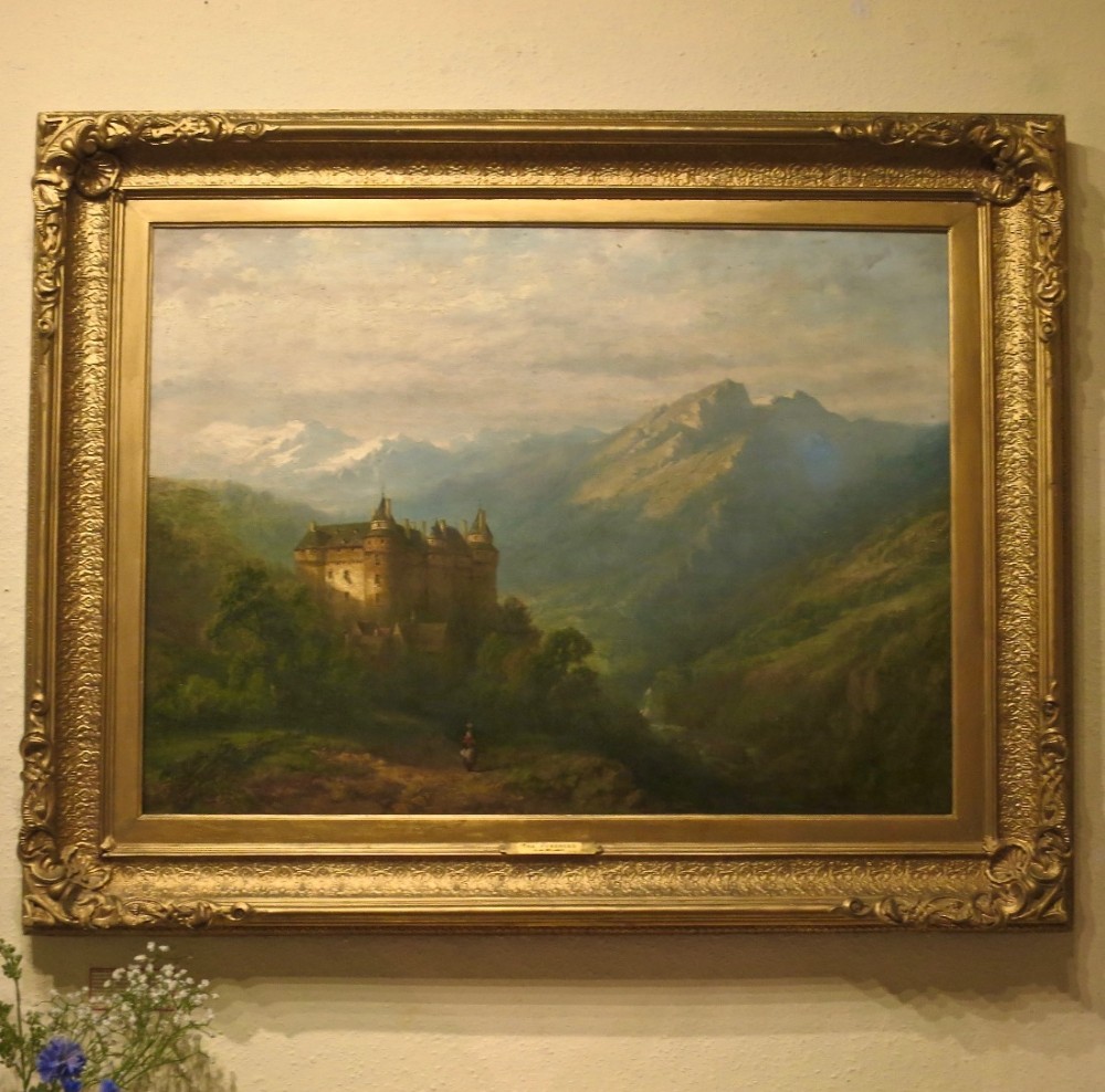 A LARGE SIGNED OIL PAINTING: 