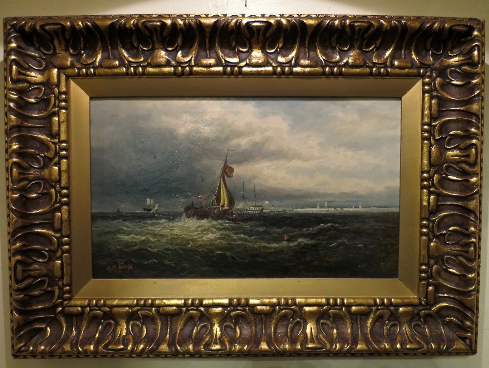 MARINE OIL ON CANVAS: PORTSMOUTH HARBOUR