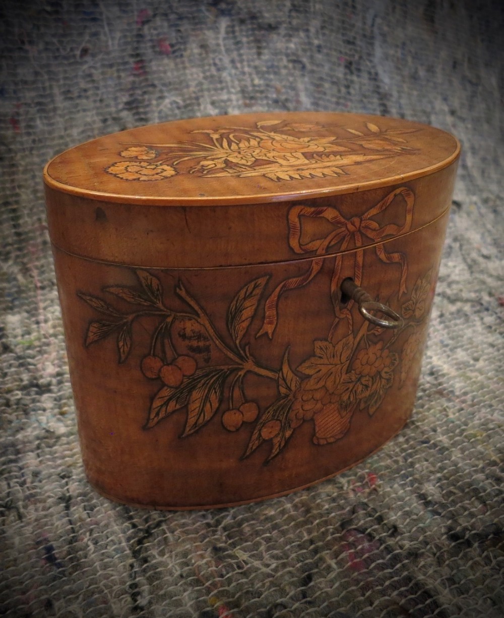 EXCEPTIONAL GEORGE III OVAL TEA CADDY