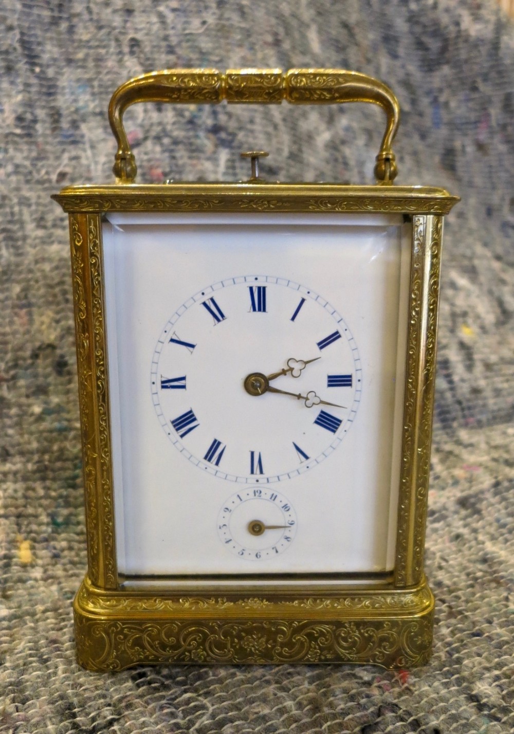 EARLY ENGRAVED FRENCH CARRIAGE CLOCK