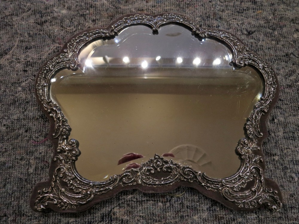LATE VICTORIAN SILVER FRAMED EASEL MIRROR