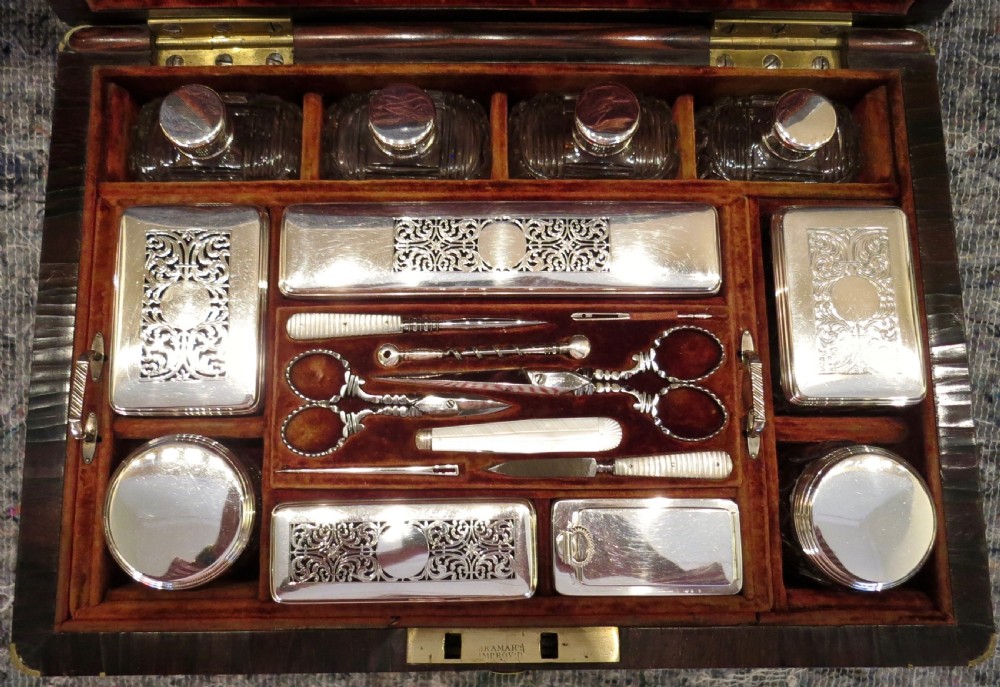 FINE SILVER-FITTED LADY'S DRESSING & JEWELLERY BOX View II