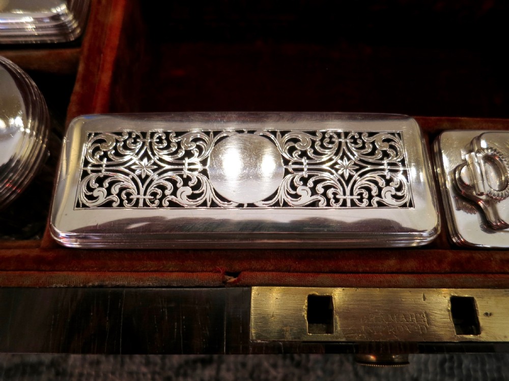 FINE SILVER-FITTED LADY'S DRESSING & JEWELLERY BOX View XI