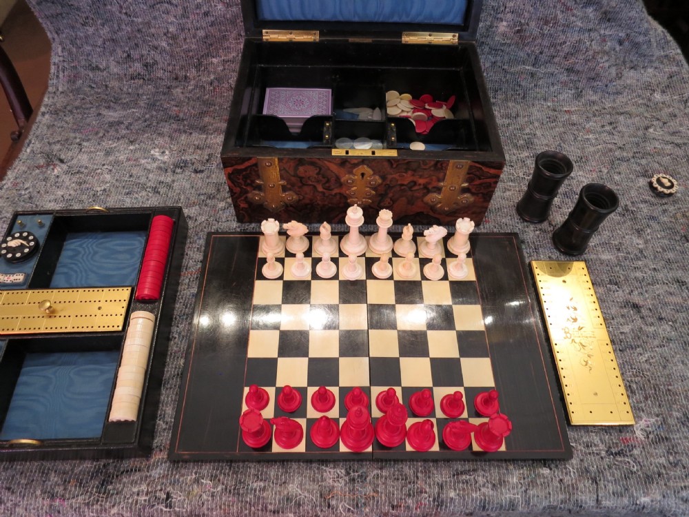 FULLY FITTED BURR WALNUT GAMES COMPENDIUM View IV