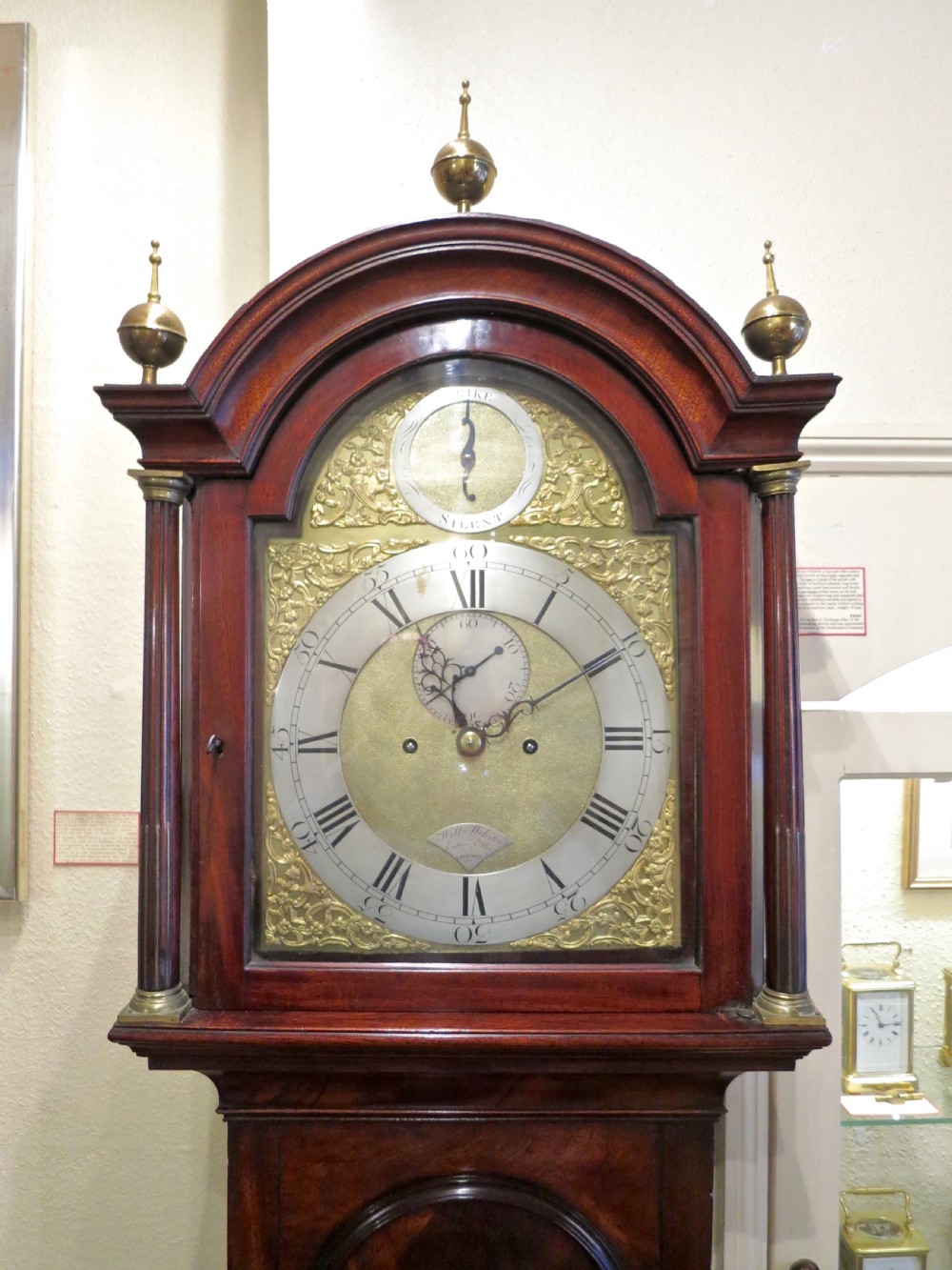 WILLIAM WEBSTER: LONDON MAHOGANY LONGCASE CLOCK View III