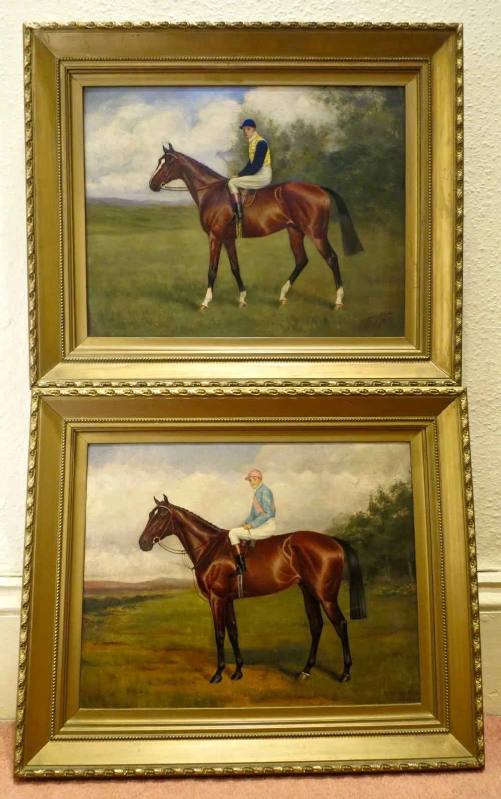 PAIR OF 19th century HORSERACING OIL PAINTINGS