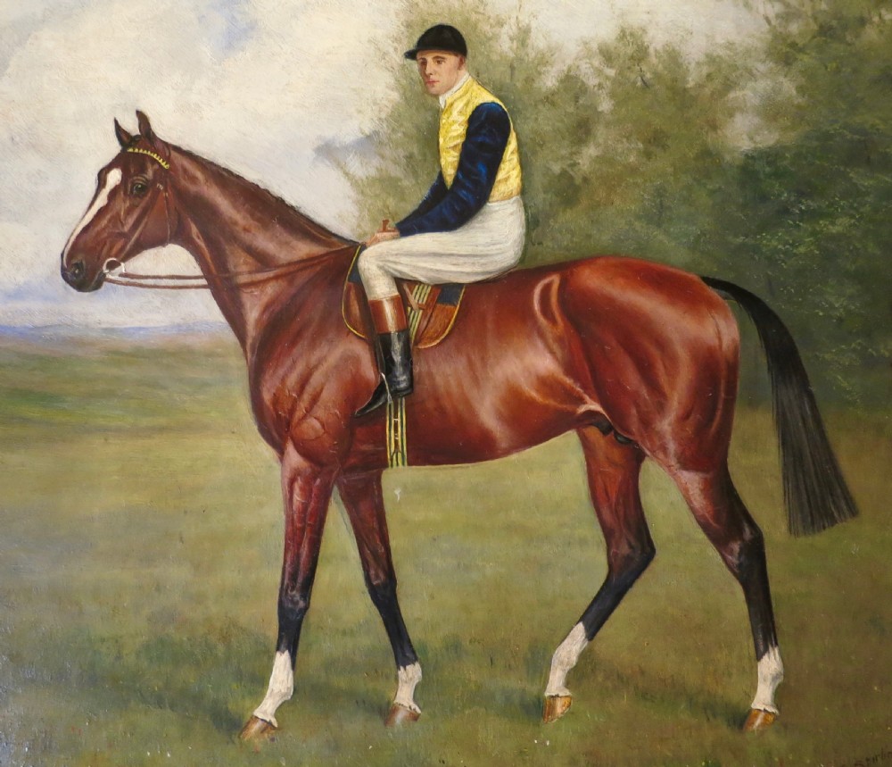 PAIR OF 19th century HORSERACING OIL PAINTINGS View II