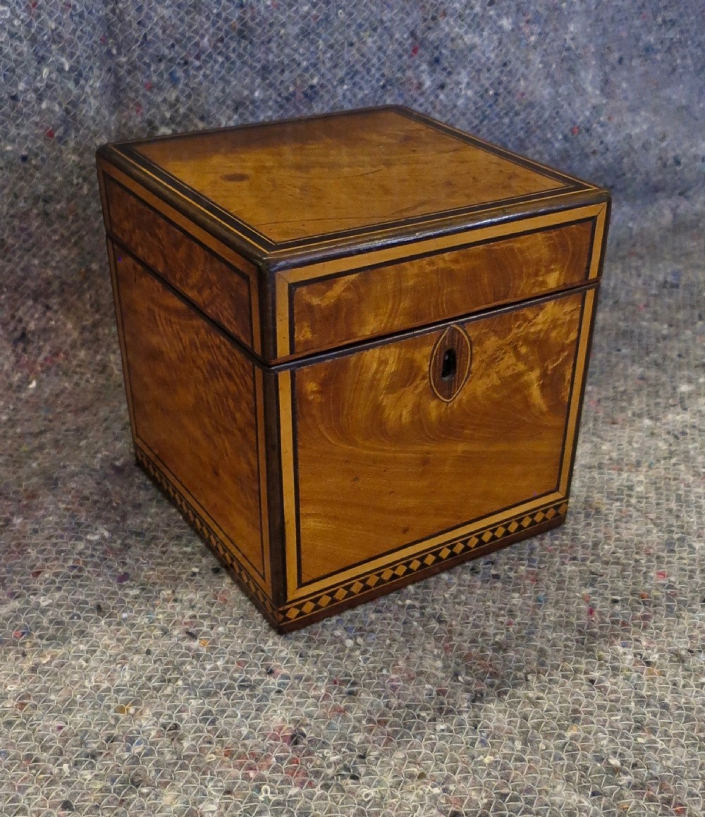 GOOD QUALITY SATINWOOD TEA CADDY