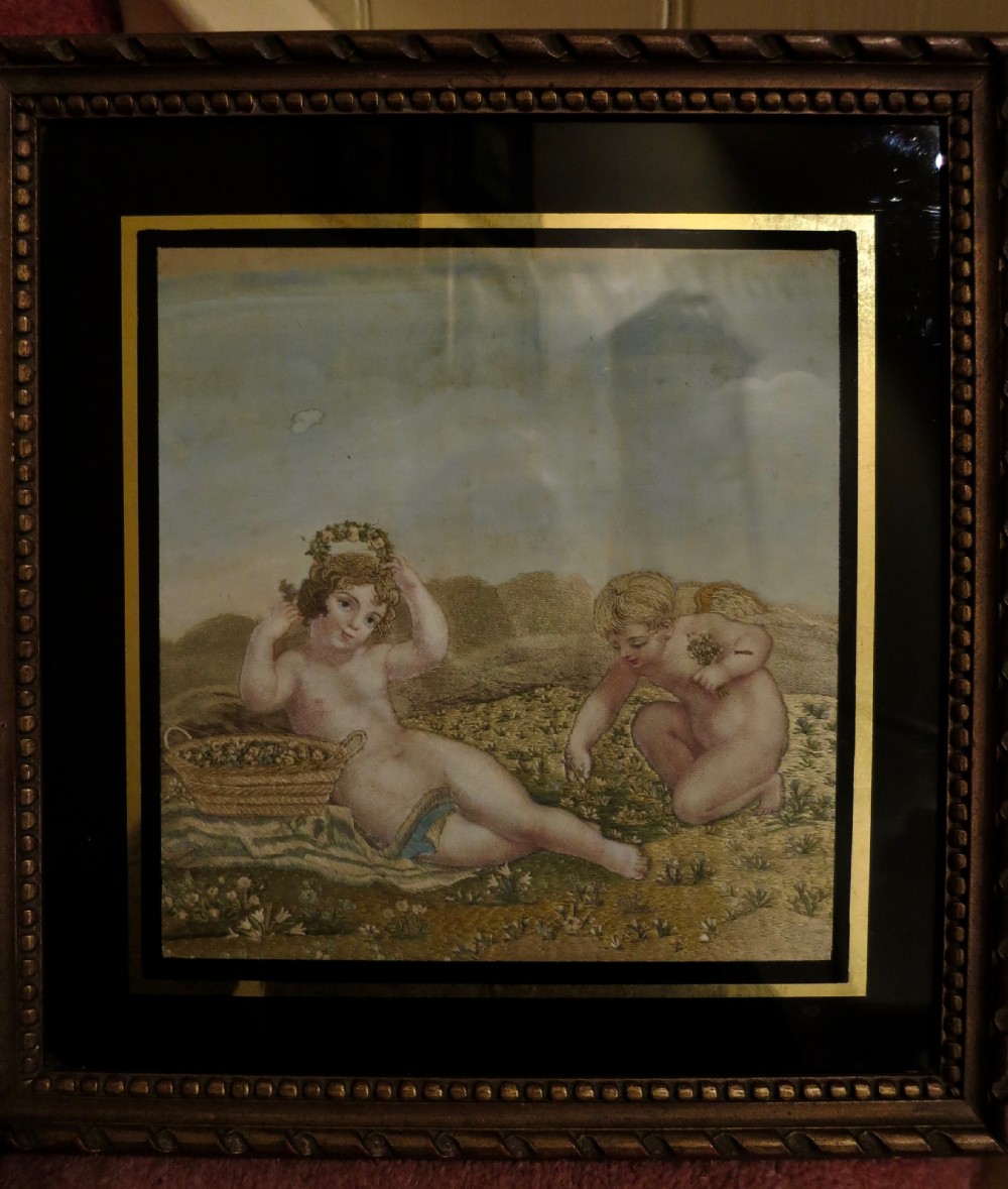 PRETTY PAIR OF REGENCY SILK PICTURES View III