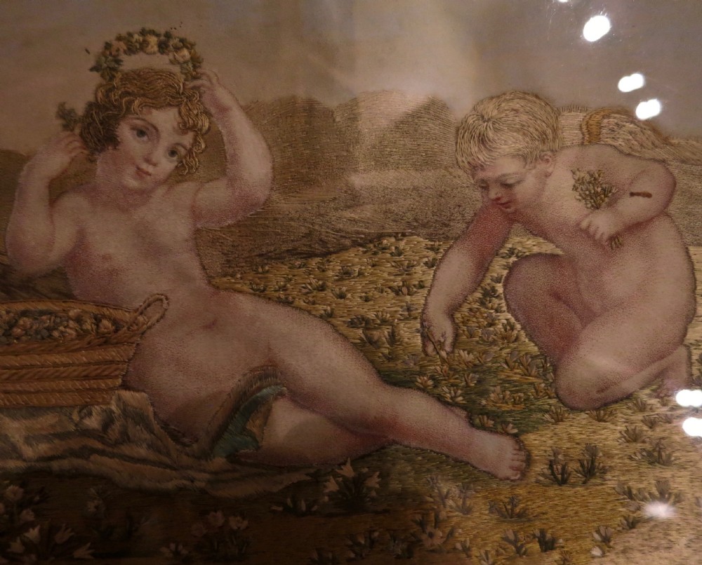 PRETTY PAIR OF REGENCY SILK PICTURES View V