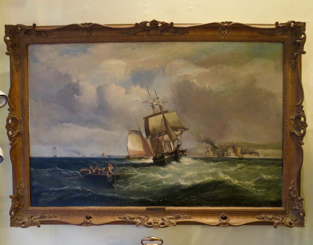 CLARKSON STANFIELD (?) LARGE MARINE OIL PAINTING...