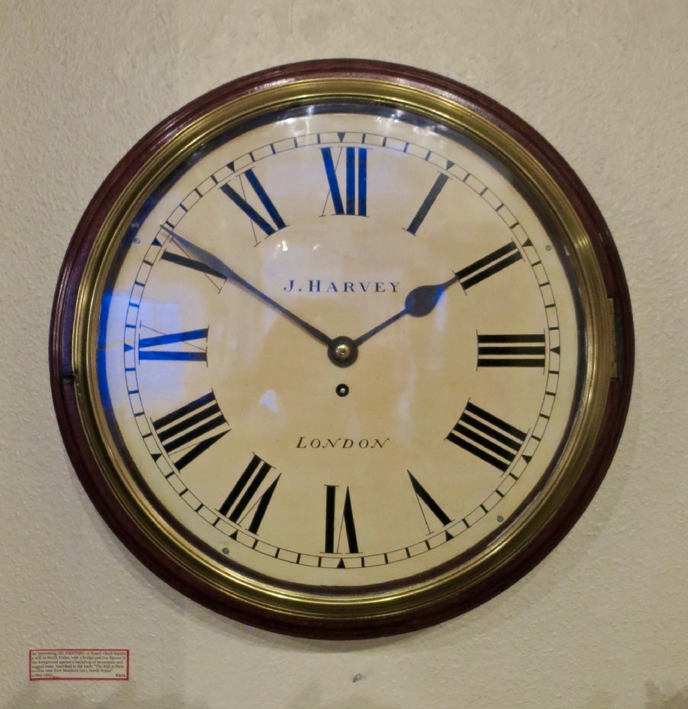 LARGE GEORGE III MAHOGANY WALL CLOCK