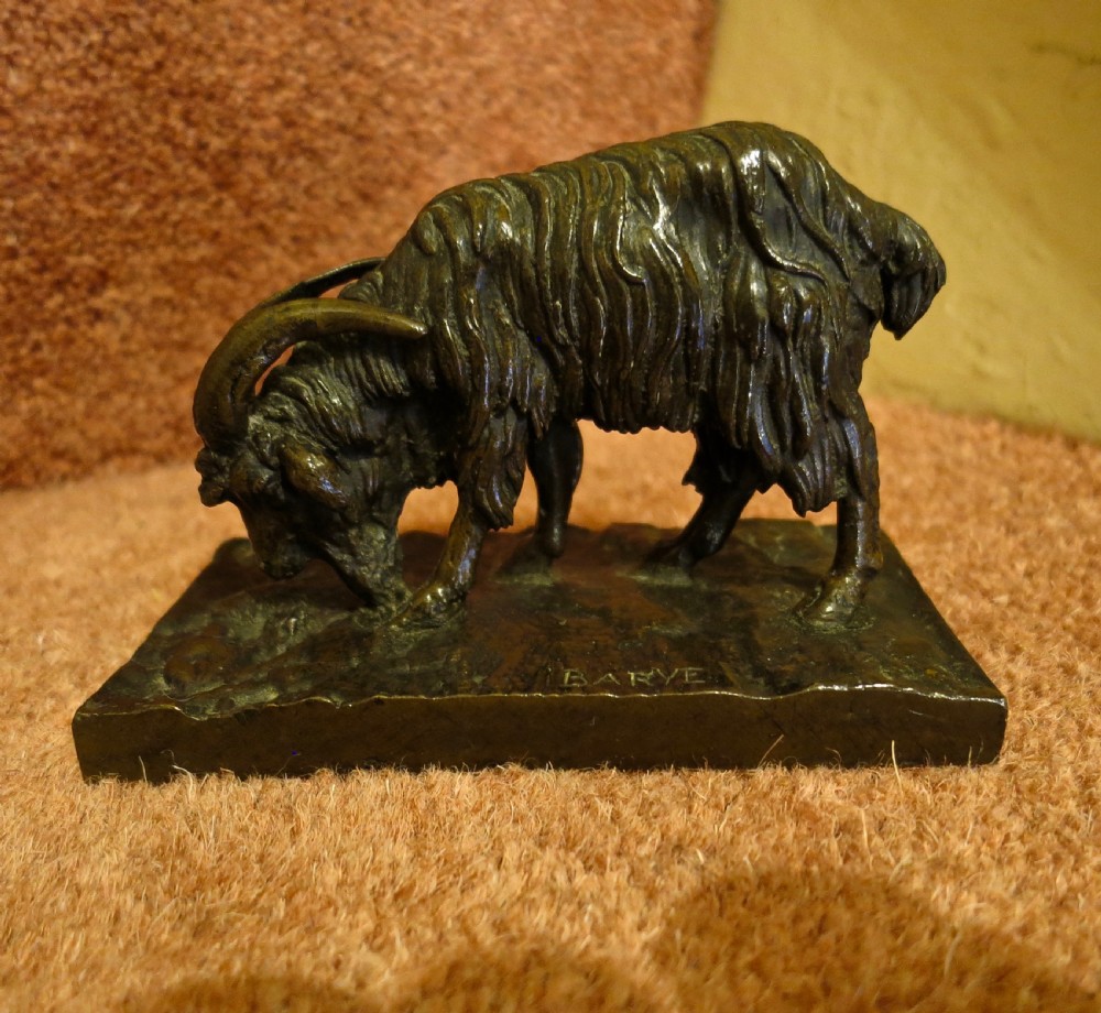 SMALL FRENCH BRONZE MOUNTAIN GOAT BY BARYE