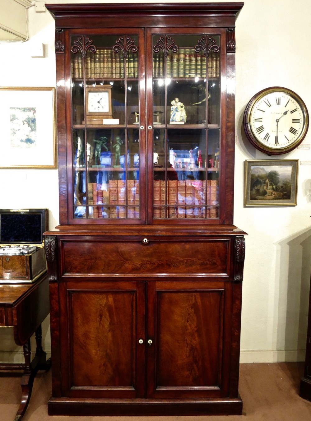 A FINE REGENCY SECRETAIRE-BOOKCASE