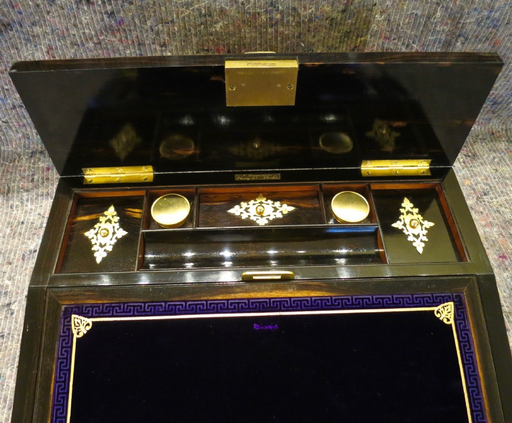 FINE BRASS-BOUND WALNUT WRITING BOX View III