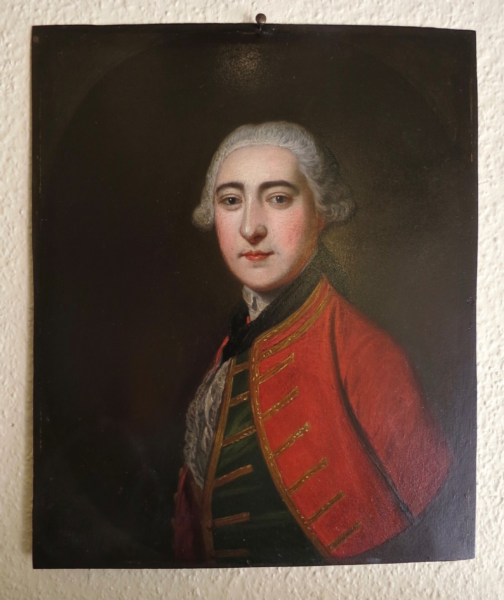  GEORGIAN (DATED 1763) PORTRAIT ON COPPER 