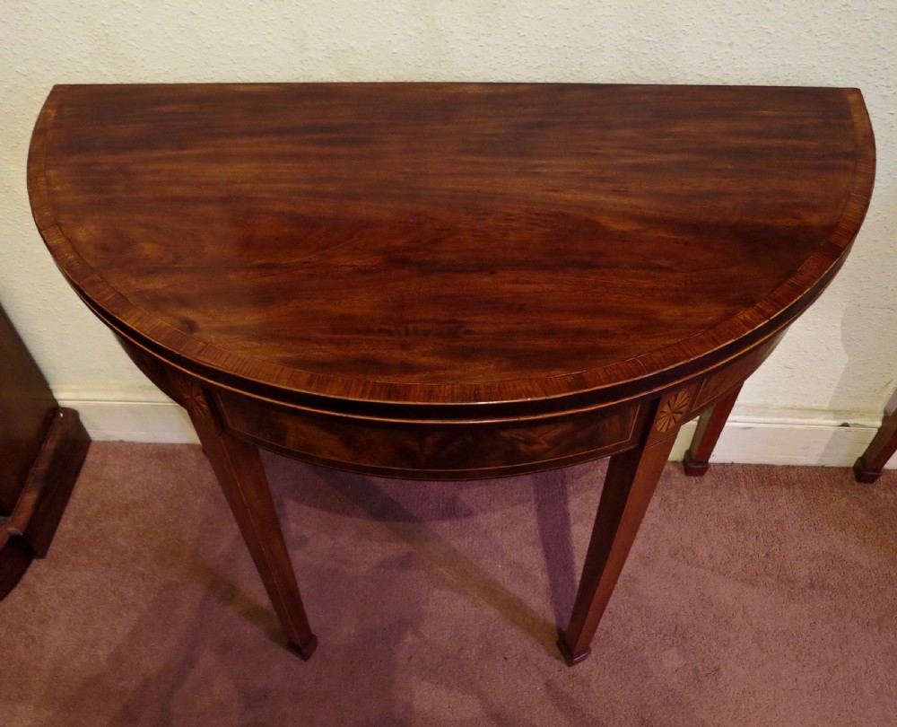 PAIR SHERATON PERIOD DEMI-LUNE TABLES View V