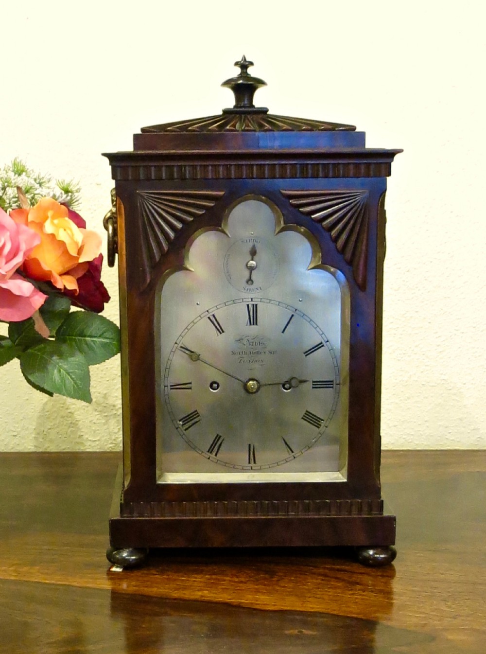 COMPACT REGENCY ROSEWOOD BRACKET CLOCK