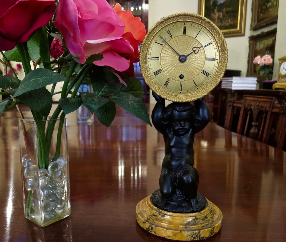 GOOD ENGLISH FUSEE MANTEL CLOCK View II