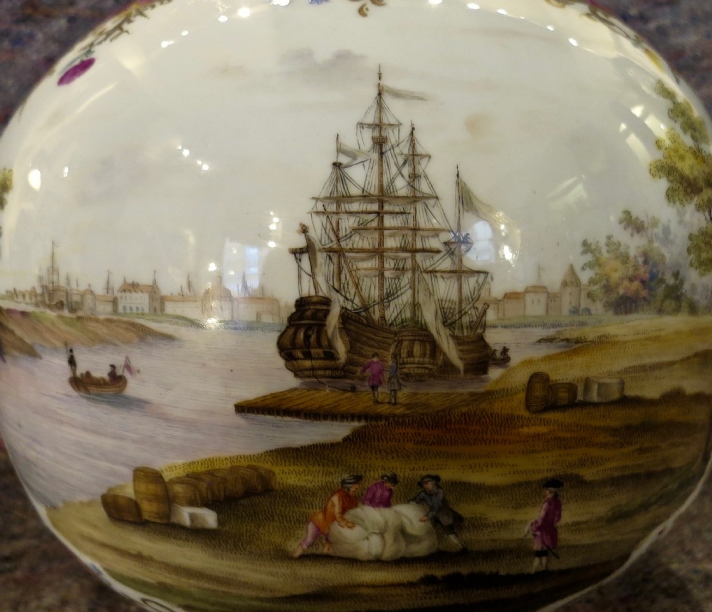 LARGE PAIR OF 'MARINE' HANDPAINTED VASES View III