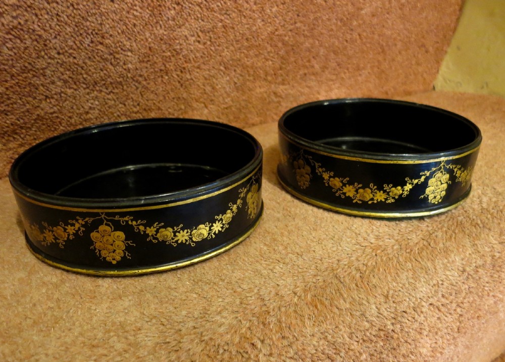 PAIR OF REGENCY PAPIER MACHÉ WINE COASTERS View II