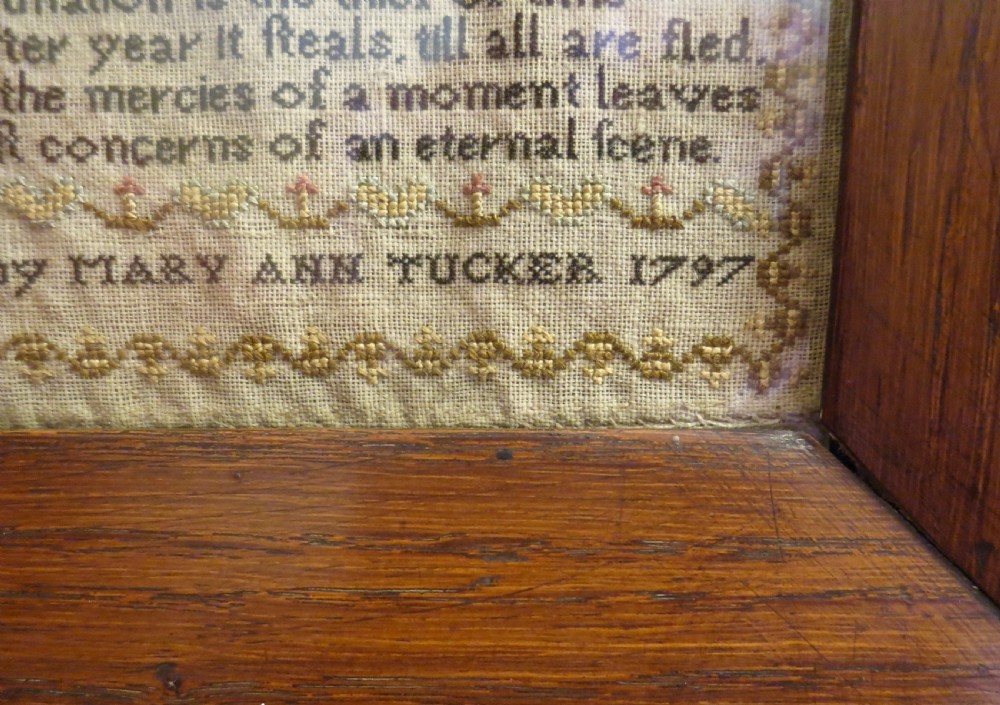CHARMING 18TH CENTURY NEEDLEWORK SAMPLER View III
