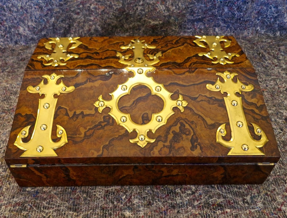 BURR WALNUT GILT BRASS MOUNTED WRITING BOX View VIII