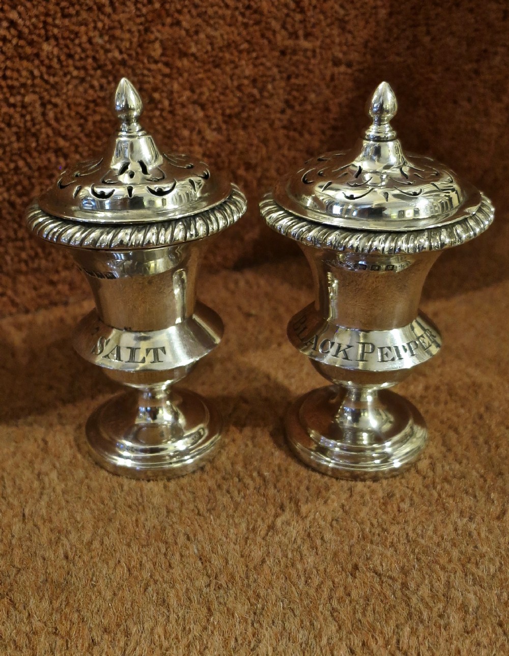 HALLMARKED SILVER SALT & PEPPER POTS