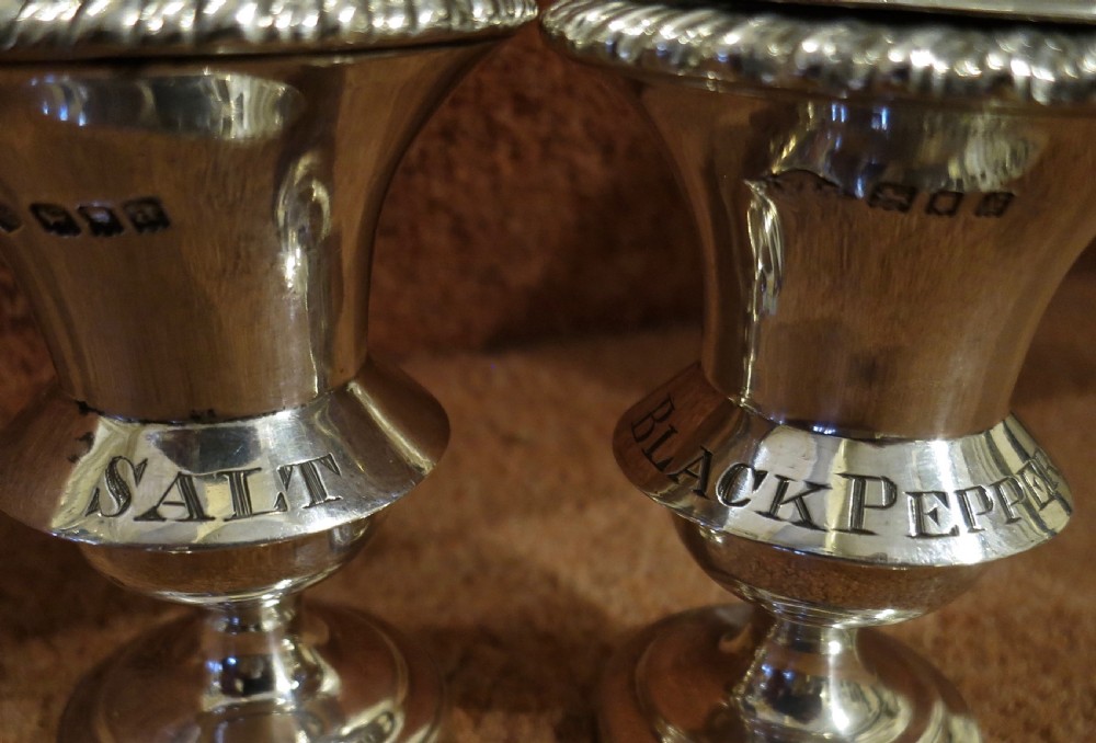 HALLMARKED SILVER SALT & PEPPER POTS View II