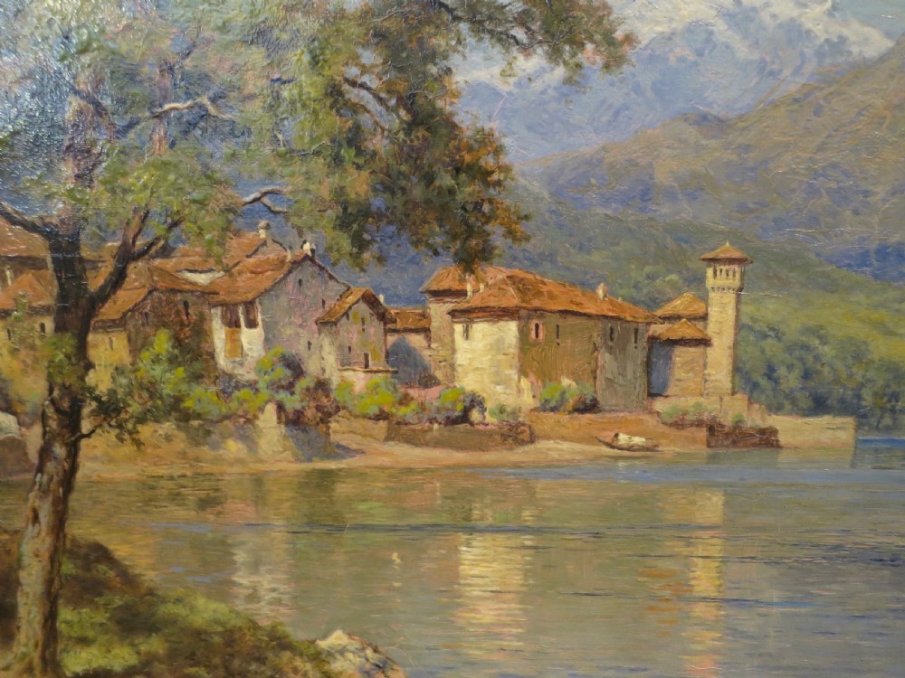 FINE ENGLISH OIL PAINTING: LAKE COMO View III