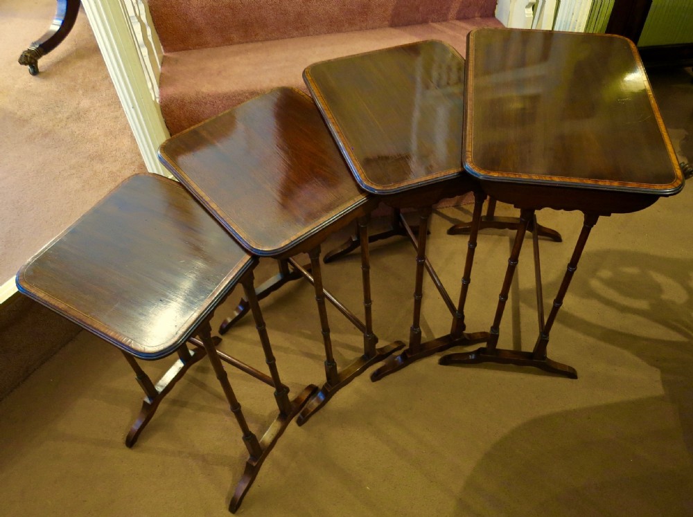GOOD NEST OF FOUR EDWARDIAN TABLES