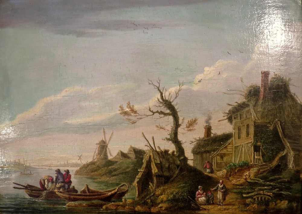 ENGLISH OIL PAINTING ON PANEL OF A DUTCH SCENE View II
