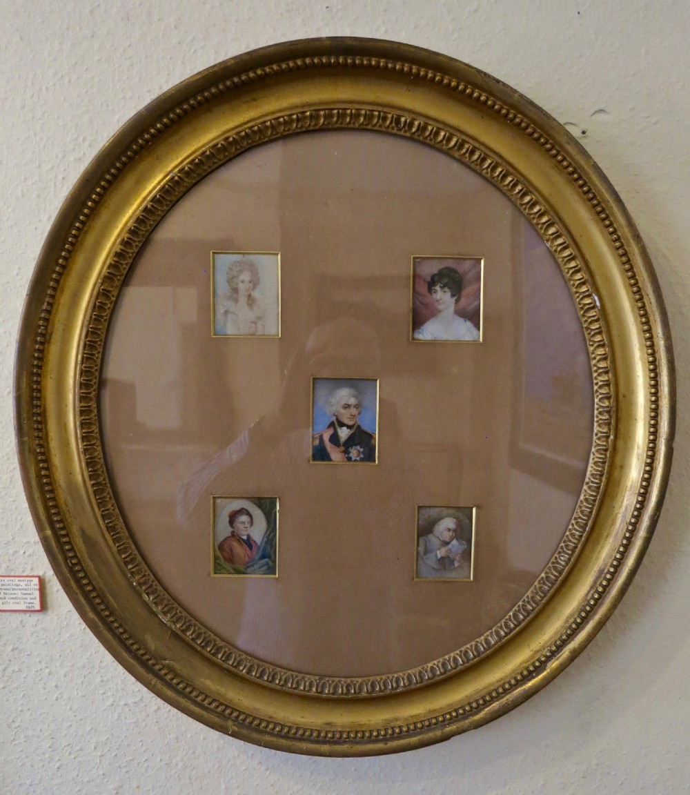 FRAMED SET OF FIVE MINIATURE PORTRAITS