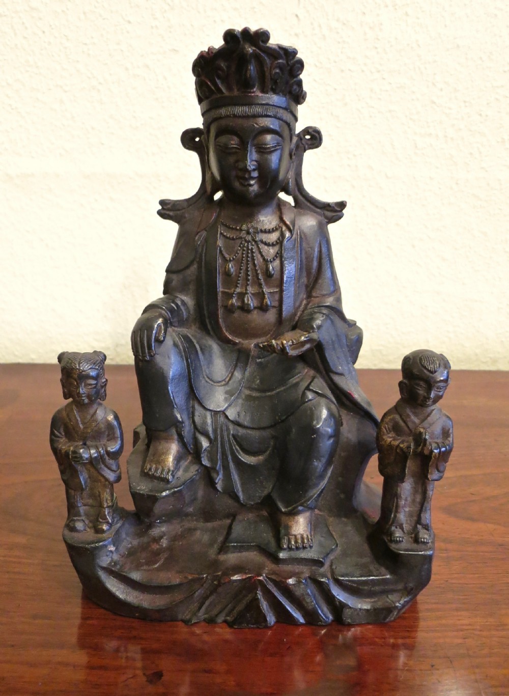 EARLY ORIENTAL BRONZE DEITY FIGURE GROUP