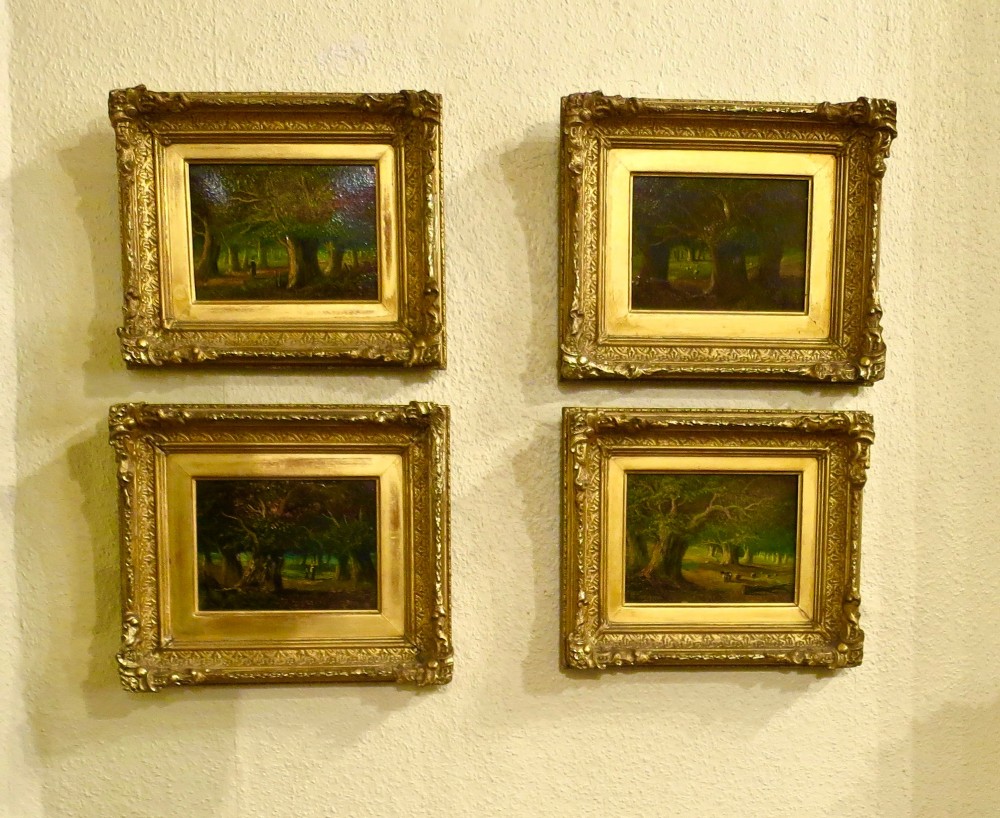 SET OF FOUR 'ANCIENT WOODLAND' OIL PAINTINGS
