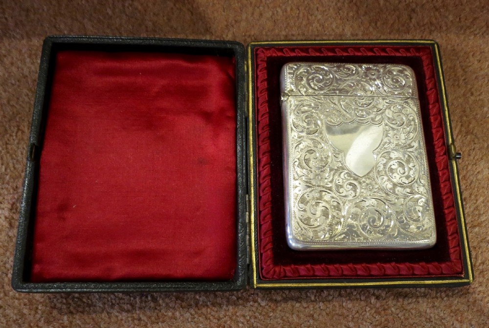 SILVER CARD CASE WITH OUTER CASE
