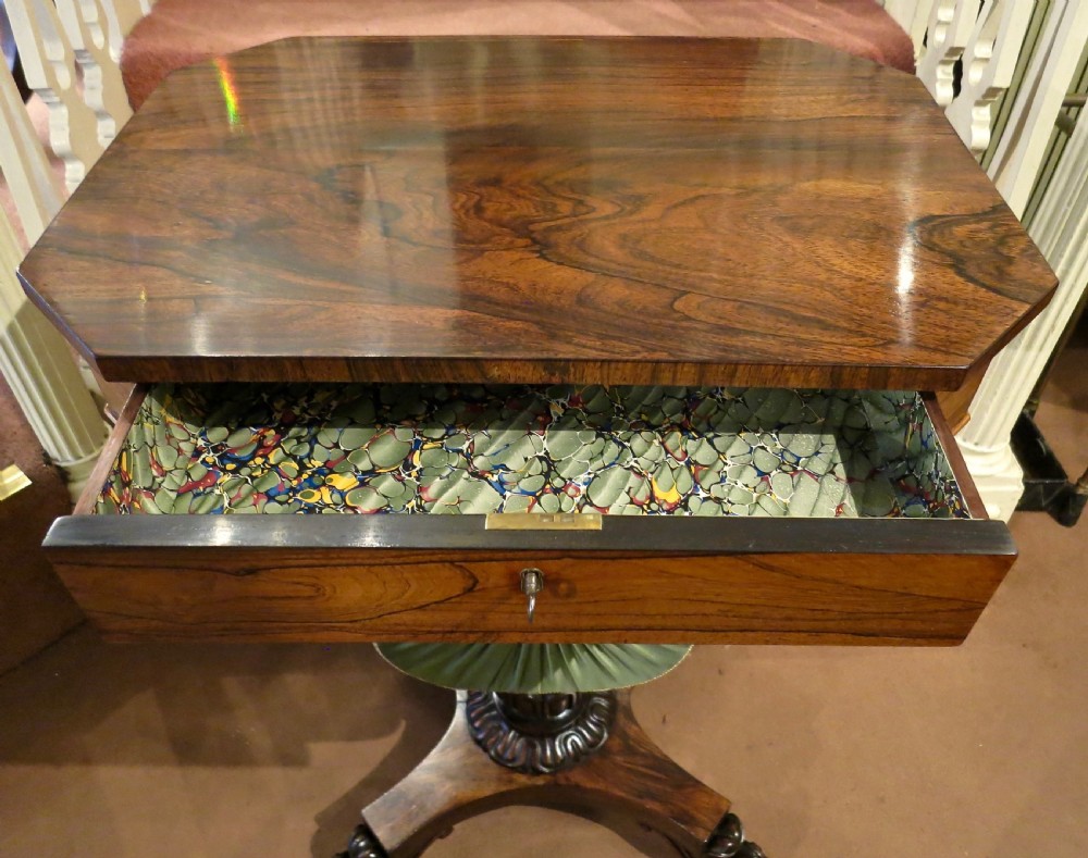 ELEGANT ROSEWOOD SEWING OR LAMP TABLE View III