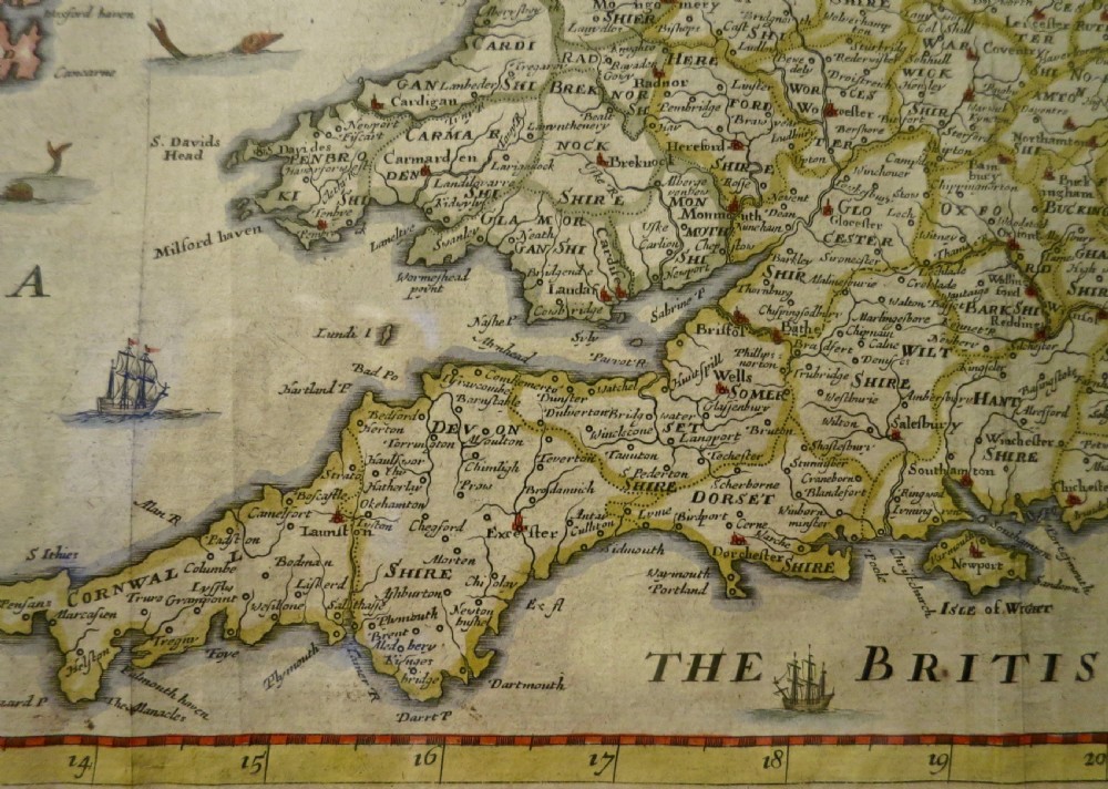 17TH CENTURY HAND-COLOURED MAP OF GT. BRITAIN View IV