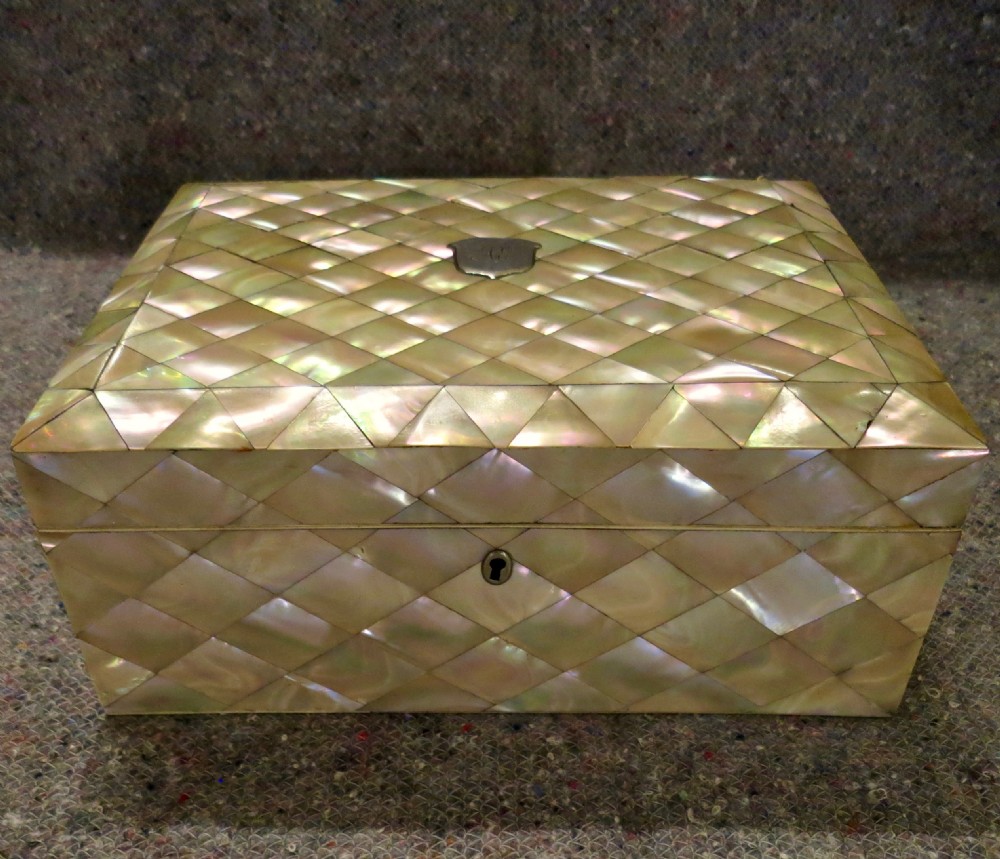 FULLY FITTED MOTHER-OF-PEARL SEWING BOX View IV